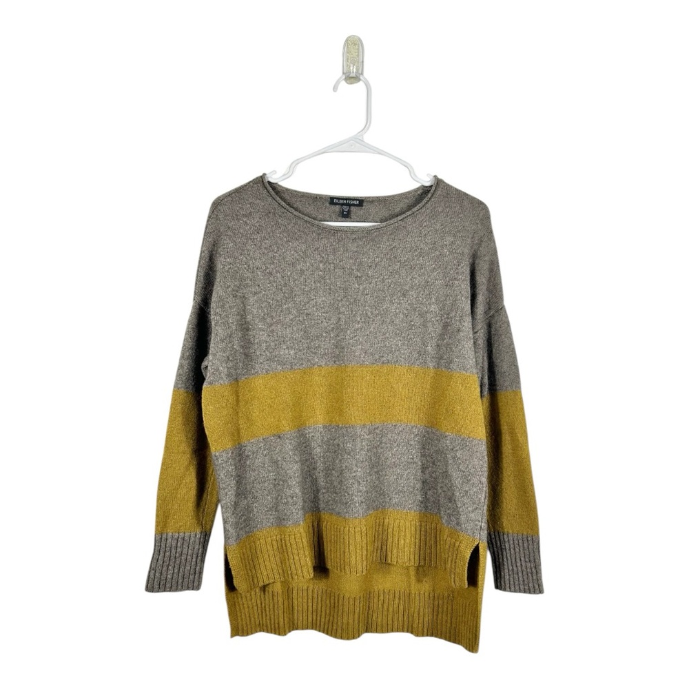 Eileen Fisher Color Block Yak Wool Blend Sweater